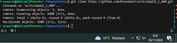 Imagen 10: Terminal mostrando el historial de commits